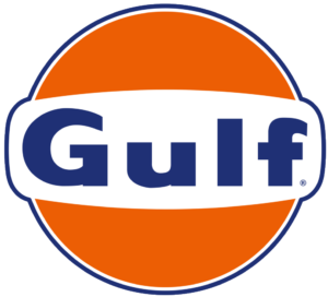 Logo Gulf orange et bleu.